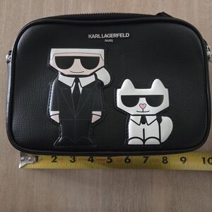 Karl Lagerfeld Black Crossbody Bag with Character Patches